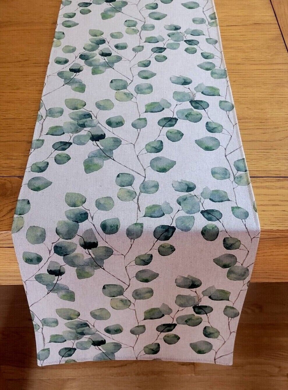 Eucalyptus Table Runner , Linen Look Table Runner , Green Leaves Table Runner 36" 48" 54" 60" 64" 72" 84" 96" 104" - CushionCoverAndDecor