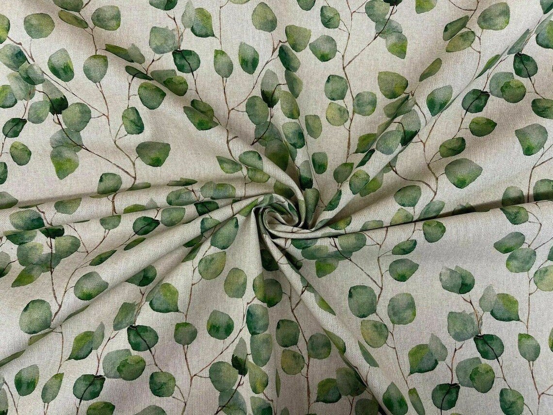 Eucalyptus Table Runner , Linen Look Table Runner , Green Leaves Table Runner 36" 48" 54" 60" 64" 72" 84" 96" 104" - CushionCoverAndDecor