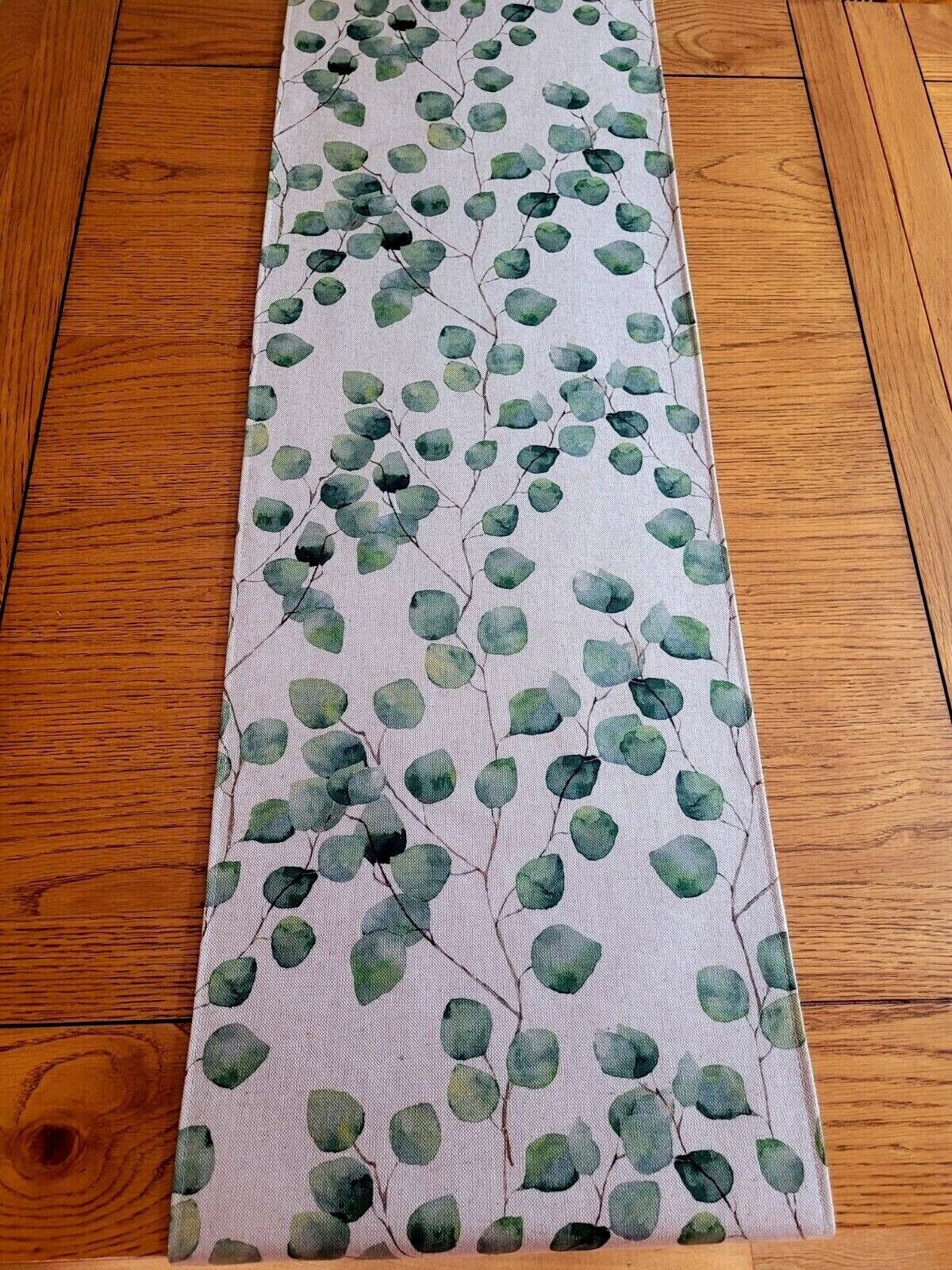 Eucalyptus Table Runner , Linen Look Table Runner , Green Leaves Table Runner 36" 48" 54" 60" 64" 72" 84" 96" 104" - CushionCoverAndDecor