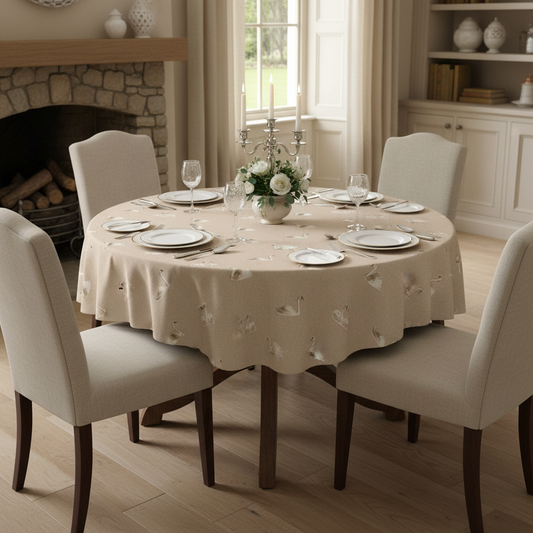 Swans Wildlife Natural Tablecloth