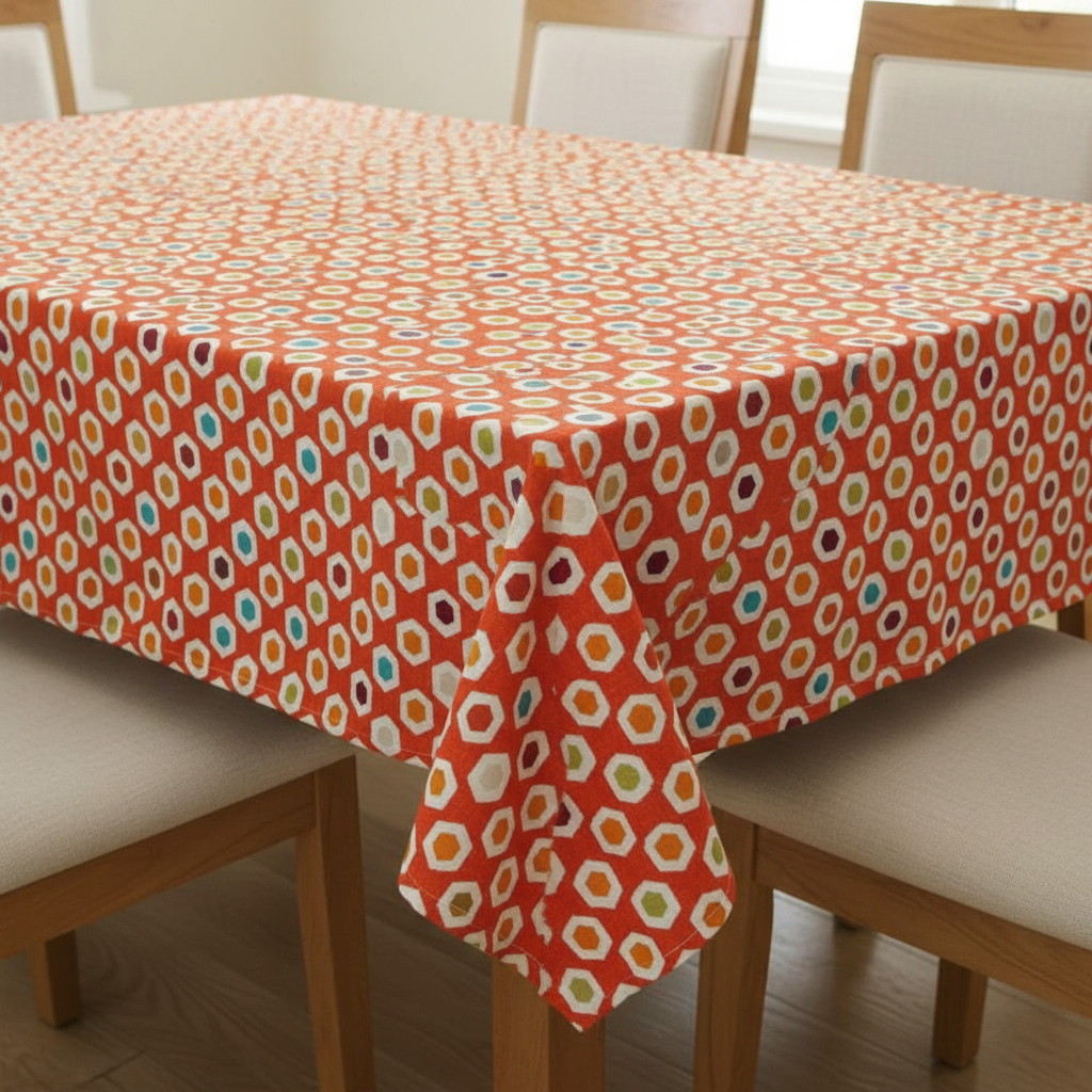 Vibrant Retro Hexagon Geometric Pattern Tablecloth