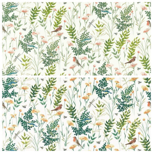 Gardenia Blush Window Valance Curtain , Floral Birds Curtain , Gardenia Blush Summer Curtain , Window Valance Curtain UK , Handmade 100% Cotton - CushionCoverAndDecor