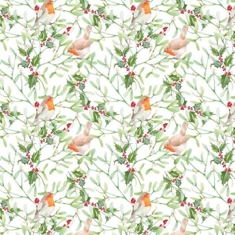 Holly Robin Christmas Tablecloth , Christmas Holly Napkins , Robin Table Cover Green Red , Christmas Holly Tablecloth 100% Cotton Handmade - CushionCoverAndDecor