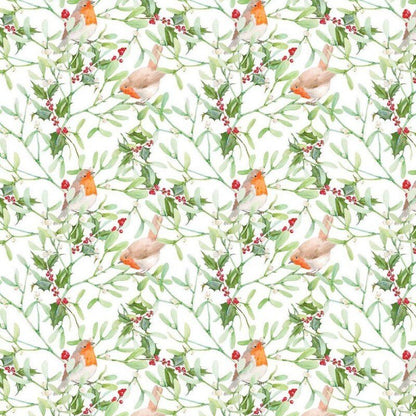 Holly Robin Christmas Tablecloth , Christmas Holly Napkins , Robin Table Cover Green Red , Christmas Holly Tablecloth 100% Cotton Handmade - CushionCoverAndDecor