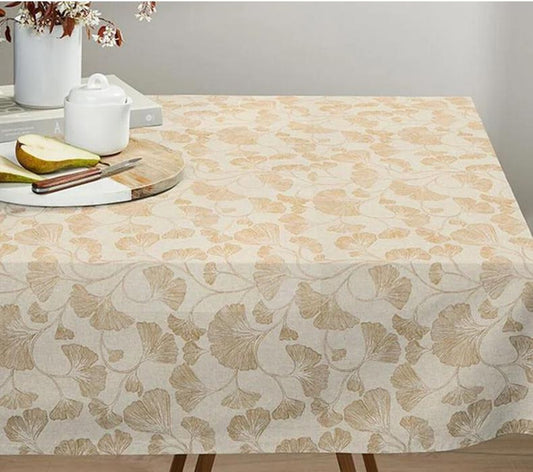 Ginkgo Flowers Natural Tablecloth Available In Many Sizes