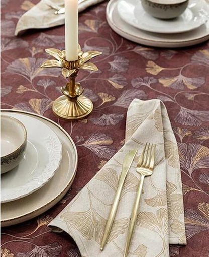 Ginkgo Flowers Natural Tablecloth Available In Many Sizes