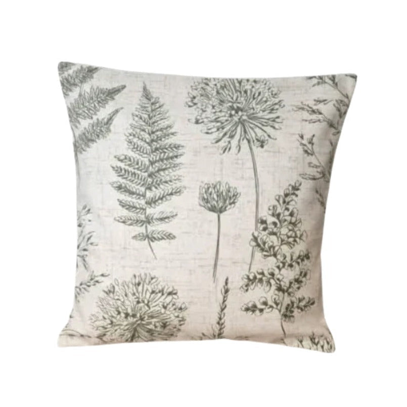 Chervil Fern Wildflowers Green Cushion Cover