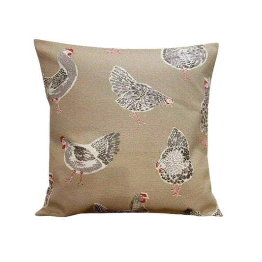 Rooster Hen Sage Green Cushion cover