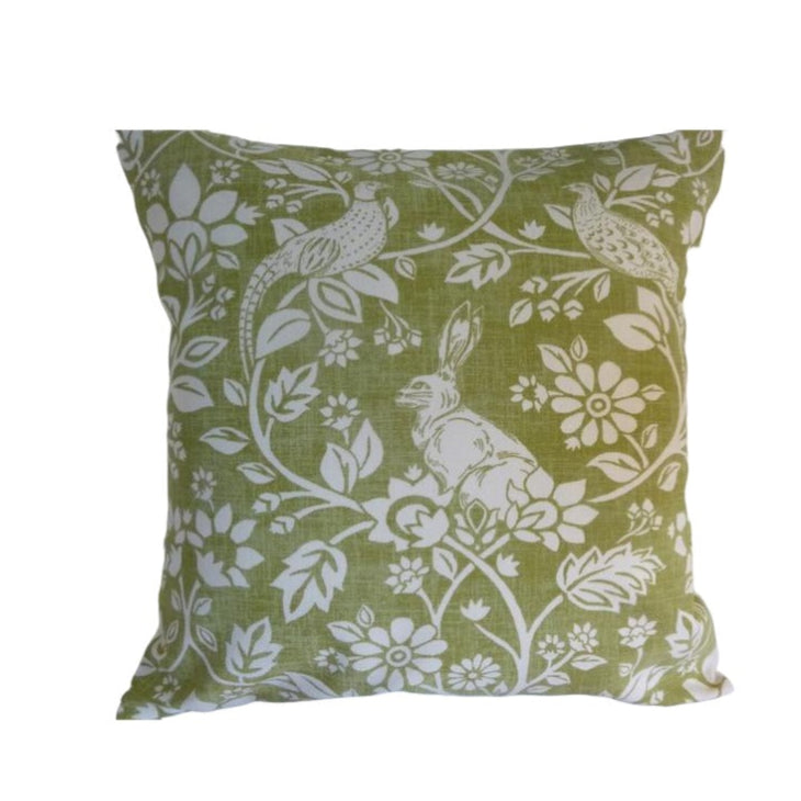Heathland Hares  Game Moss Green Cushion Cover