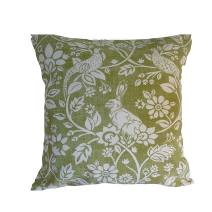 Heathland Hares  Game Moss Green Cushion Cover