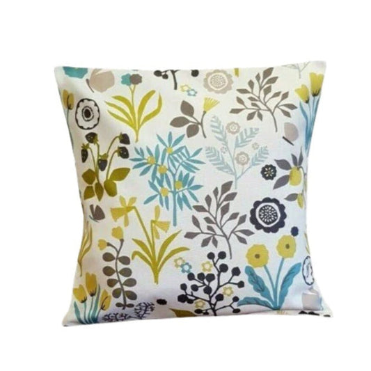 Chartreuse Charcoal Floral Berries Cushion Cover