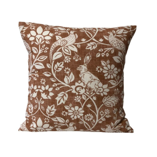 Heathland Hares And Game Copper Orange Cushion Cover
