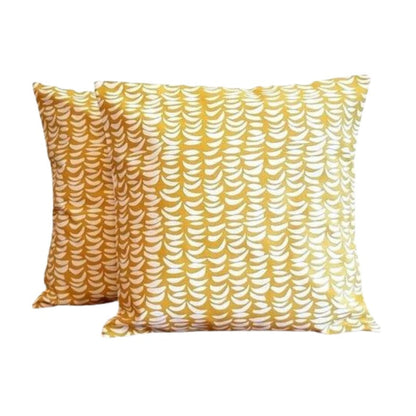 Petals Mustard Yellow White Cushion Cover