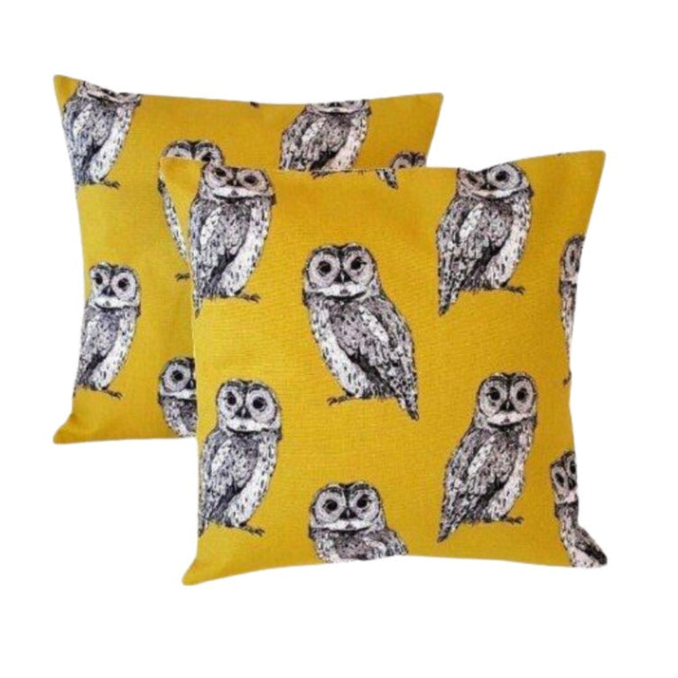 Owl Saffron Grey Cushion Cover