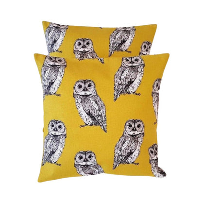 Owl Saffron Grey Cushion Cover