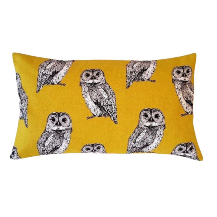 Owl Saffron Grey Cushion Cover