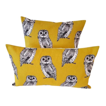Owl Saffron Grey Cushion Cover