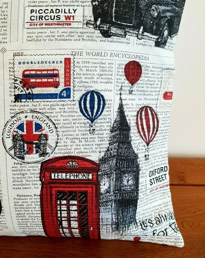 London Newspaper Cushion Cover , Pillow Cover 10" 12" 14" 16" 17" 18" 20" 22" 24" 26" Design Handmade 100% Cotton - CushionCoverAndDecor