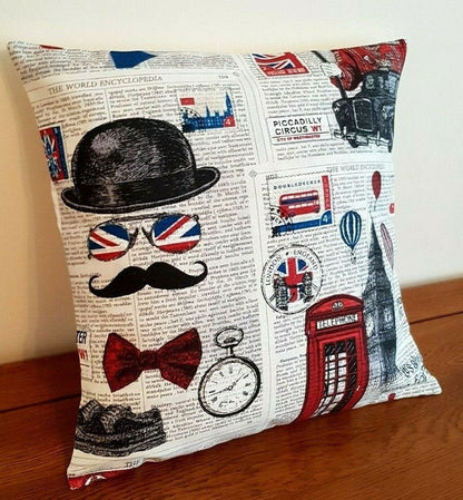 London Newspaper Cushion Cover , Pillow Cover 10" 12" 14" 16" 17" 18" 20" 22" 24" 26" Design Handmade 100% Cotton - CushionCoverAndDecor