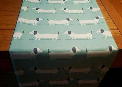 NEW Table Runner 48" 54" 64" Dachshund Sausage Dog Duck Egg Blue Design - CushionCoverAndDecor