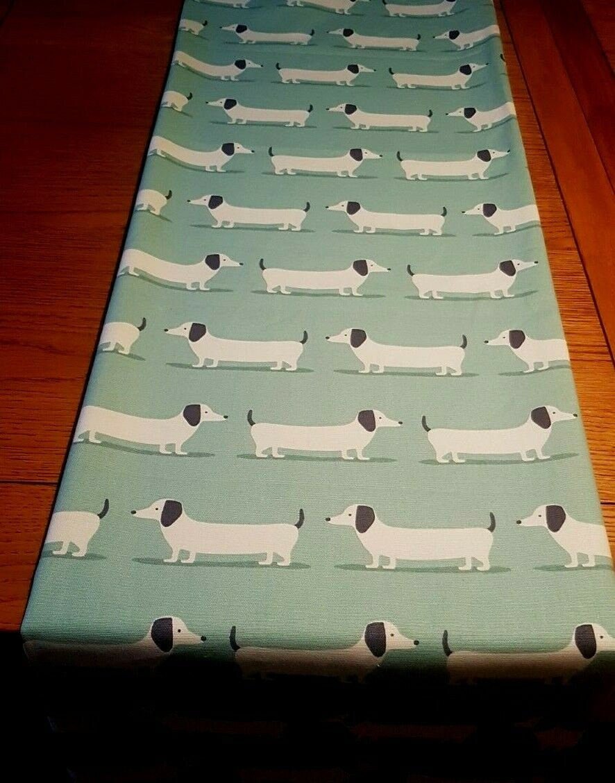 NEW Table Runner 48" 54" 64" Dachshund Sausage Dog Duck Egg Blue Design - CushionCoverAndDecor