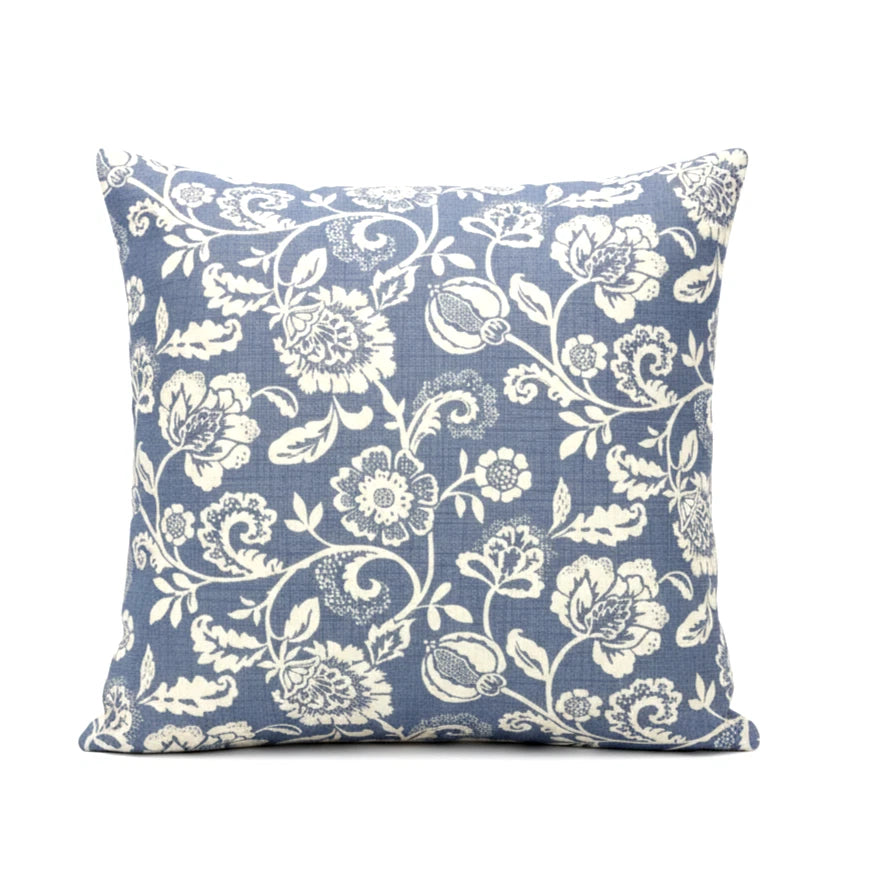 Eliza Tapestry Flowers Chambray Blue Cushion Cover