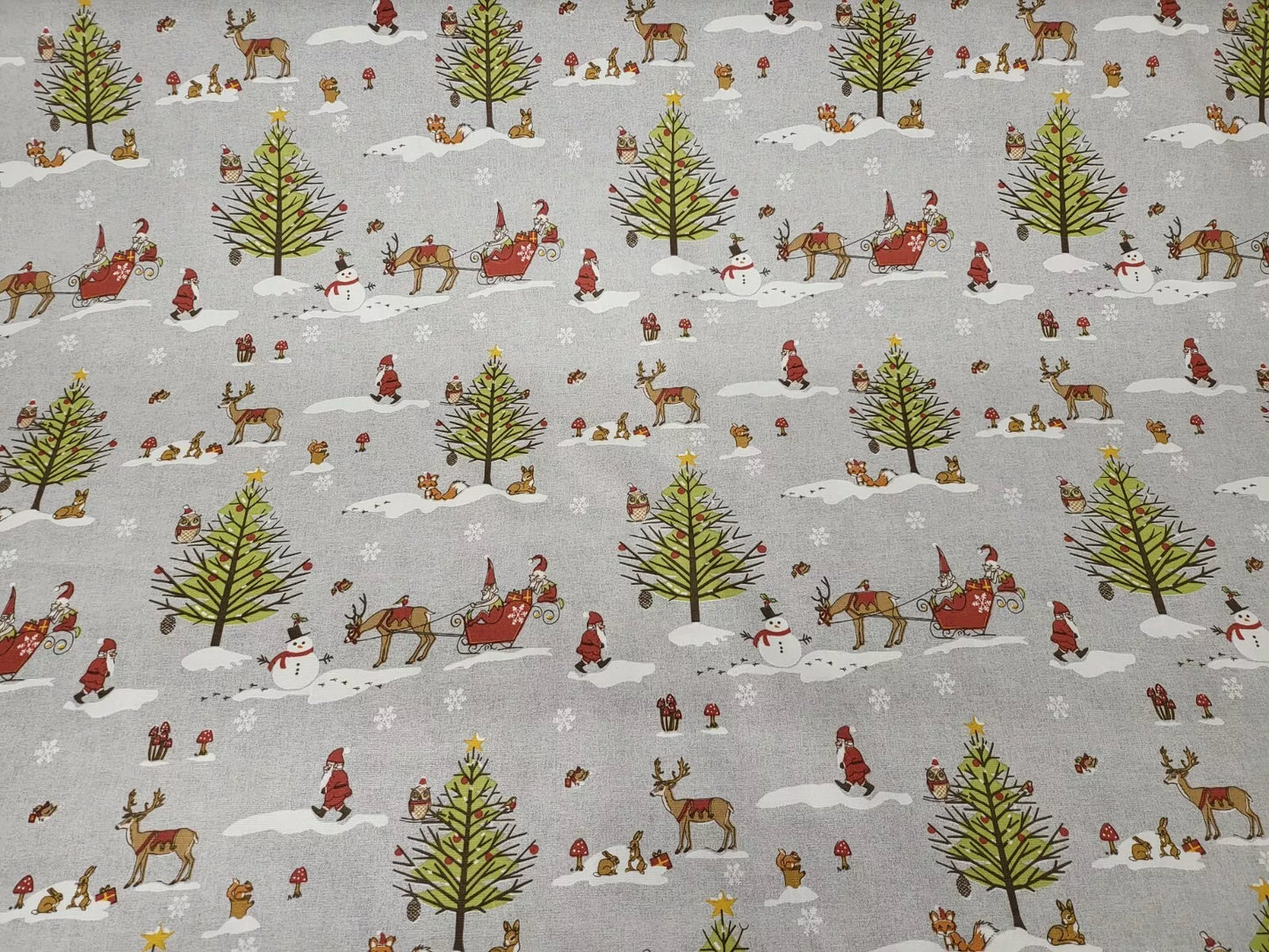 Christmas Woodland Grey Cotton Tablecloth
