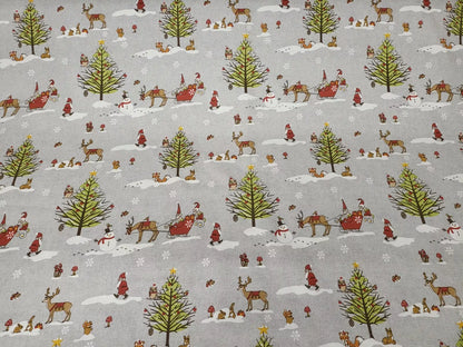 Christmas Woodland Grey Cotton Tablecloth