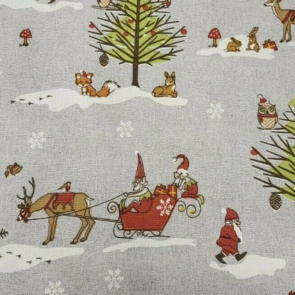 Christmas Woodland Grey Cotton Tablecloth