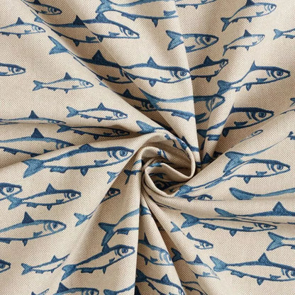 Abstract Fish Sardine Natural Blue Cushion Cover