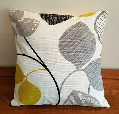 Autumn Leaves Black Mustard Yellow Cushion Cover