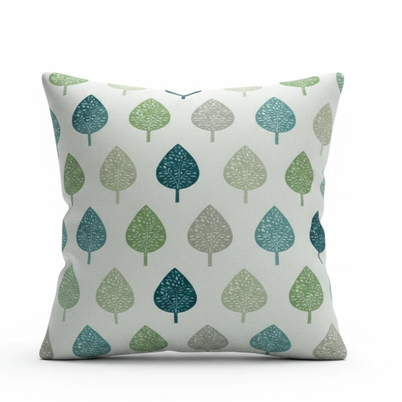 Symmetrical Leaf Leaves Teal Green Cushion Cover