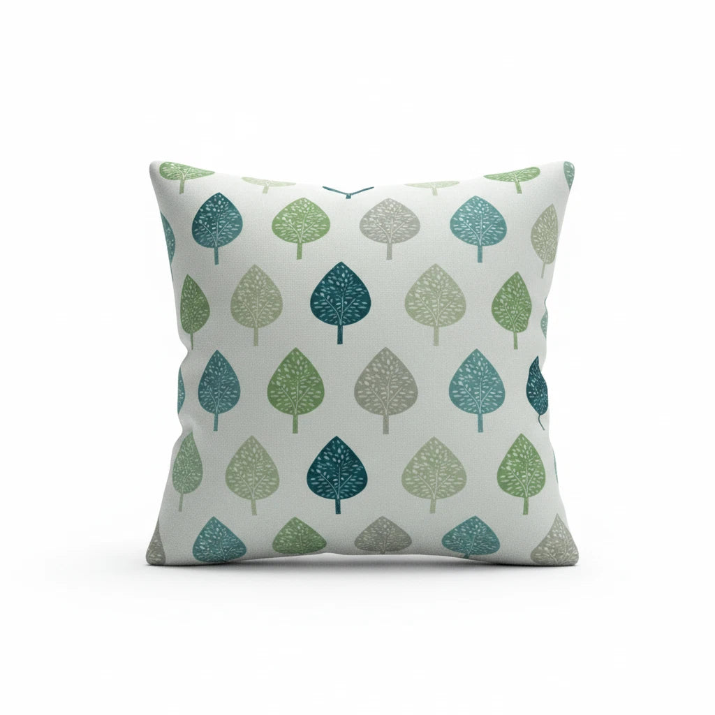 Symmetrical Leaf Leaves Teal Green Cushion Cover