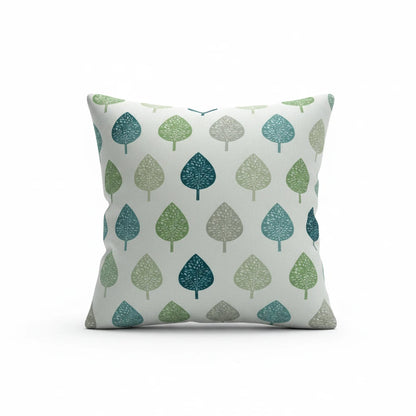 Symmetrical Leaf Leaves Teal Green Cushion Cover