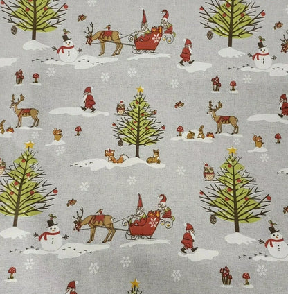 Christmas Woodland Grey Cotton Tablecloth