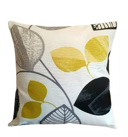 Autumn Leaves Black Mustard Yellow Cushion Cover