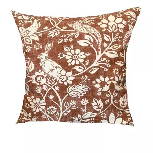 Heathland Hares And Game Copper Orange Cushion Cover