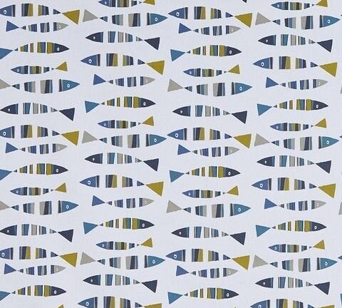 Sardines Cushion Cover , Seaside Nautical Pillow cover , Green Navy Blue Fish Cushion Cover 12" 14" 16" 17" 18" 20" 22" 24" 26" - CushionCoverAndDecor