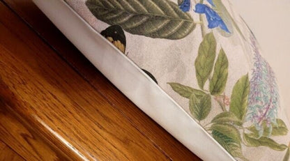 Secret Garden Cushion Cover , Floral Butterfly Linen Look Pillow Cover 10" 12" 14" 16" 17" 18" 20" 22" 24" 26" - CushionCoverAndDecor