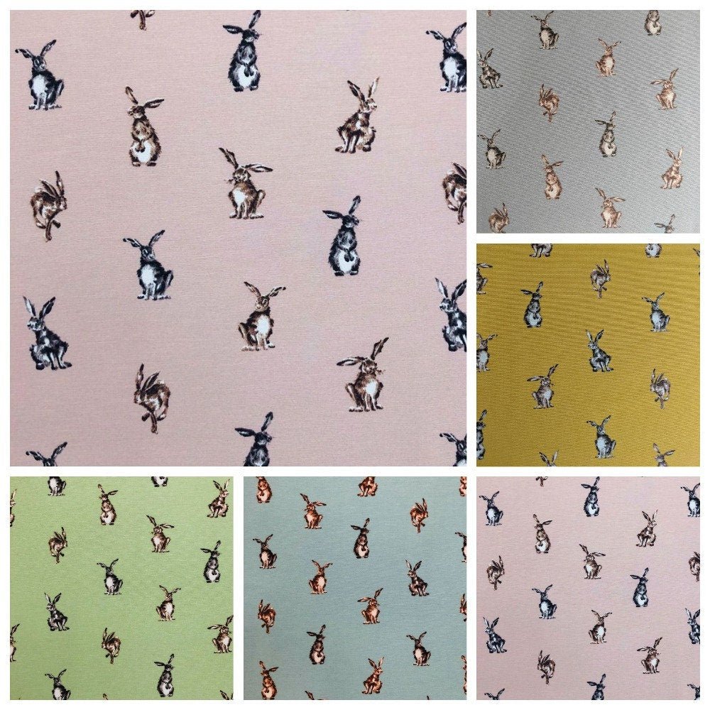 Shabby Hares Tablecloth , Shabby Hares Napkins , Easter Tablecloth ,Cotton Rich Linen Look Fabric , Tablecloth UK - CushionCoverAndDecor