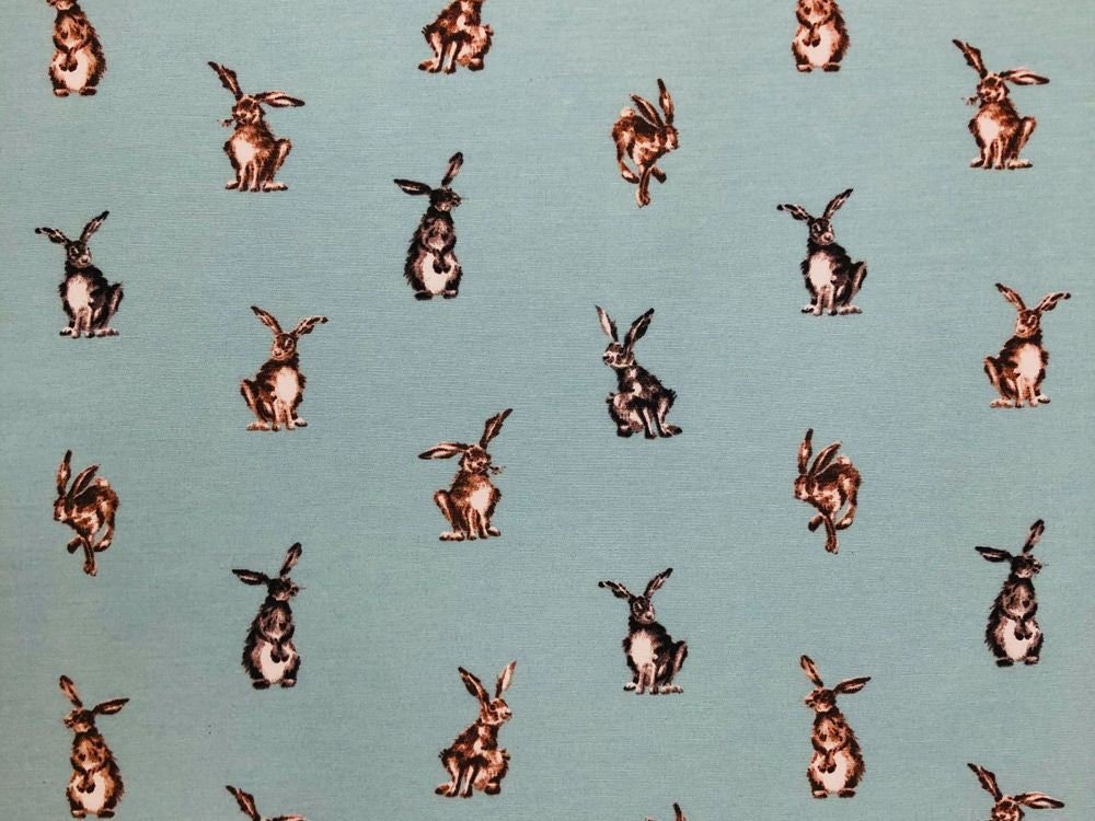 Shabby Hares Tablecloth , Shabby Hares Napkins , Easter Tablecloth ,Cotton Rich Linen Look Fabric , Tablecloth UK - CushionCoverAndDecor