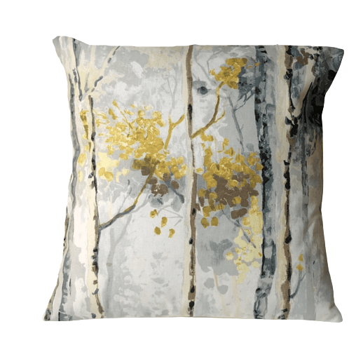 Silver Birch Trees Shadow Cushion Cover , Pillow Cover Grey Yellow Design 10" 12" 14" 16" 17" 18" 20" 22" 24" 26" Fryetts Handmade 100% Cotton - CushionCoverAndDecor