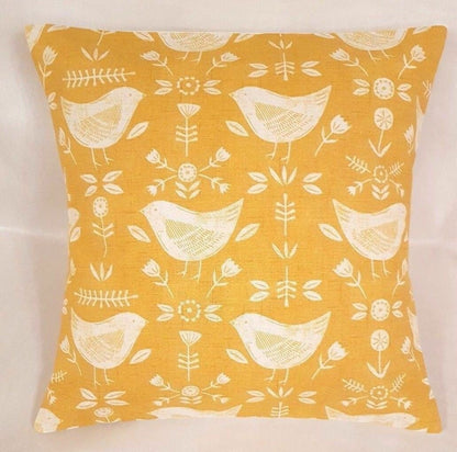 Table Runner 36" 48" 54" 60" 64" 72" 84" 96" 104" Fryetts Narvik Yellow Mustard Bird Design Handmade 100% Cotton - CushionCoverAndDecor