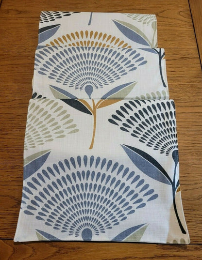 Table Runner Dandelion Floral Ochre Yellow Blue Grey Design 36" 48" 54" 60" 64" 72" 84" 96" 104" Handmade 100% Cotton - CushionCoverAndDecor