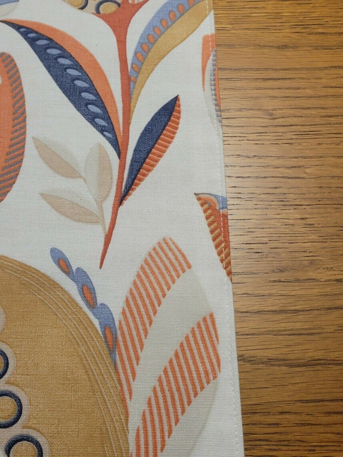 Table Runner Fryetts Leon Burnt Orange Blue Floral Design 36" 48" 54" 60" 64" 72" 84" 96" 104" Clarke & Clarke 100% Cotton Handmade - CushionCoverAndDecor
