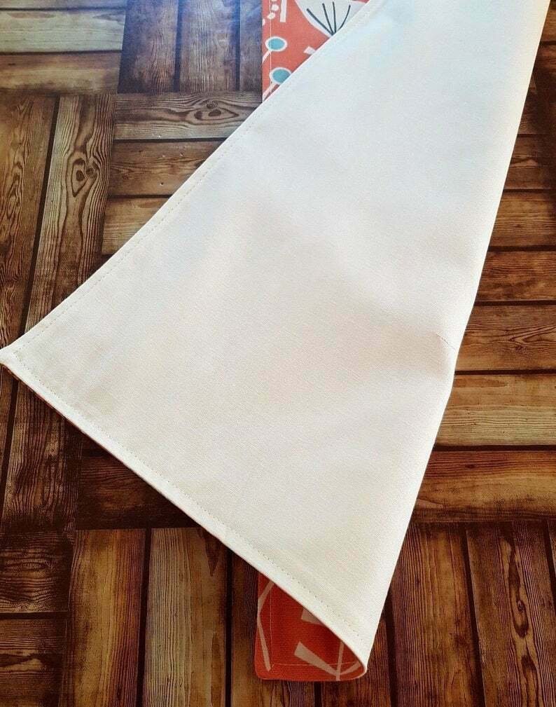 Table Runner Fryetts Leon Burnt Orange Blue Floral Design 36" 48" 54" 60" 64" 72" 84" 96" 104" Clarke & Clarke 100% Cotton Handmade - CushionCoverAndDecor