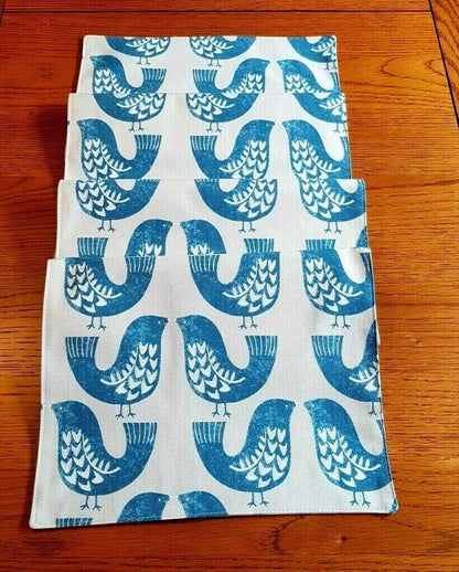 Table Runner ILiv Capri Blue Beige Scandi Birds 36" 48" 54" 60" 64" 72" 84" 96" 104" Design Linen 100% Cotton - CushionCoverAndDecor