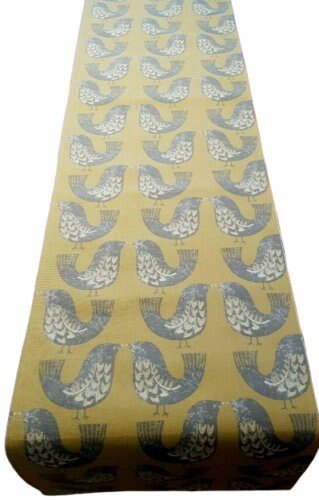 Table Runner ILiv Scandi Grey Saffron Birds Design 36" 48" 54" 60" 64" 72" 84" 96" 104" , Table Runner UK , - CushionCoverAndDecor