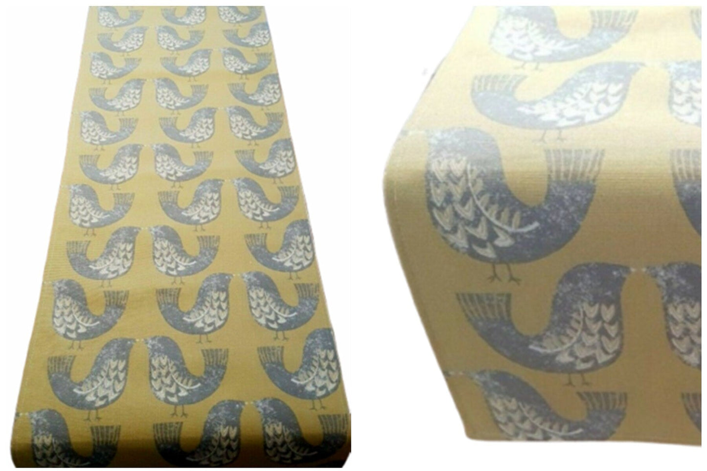 Table Runner ILiv Scandi Grey Saffron Birds Design 36" 48" 54" 60" 64" 72" 84" 96" 104" , Table Runner UK , - CushionCoverAndDecor