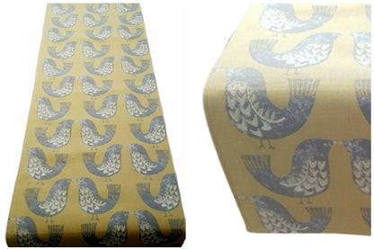 Table Runner ILiv Scandi Grey Saffron Birds Design 36" 48" 54" 60" 64" 72" 84" 96" 104" , Table Runner UK , - CushionCoverAndDecor